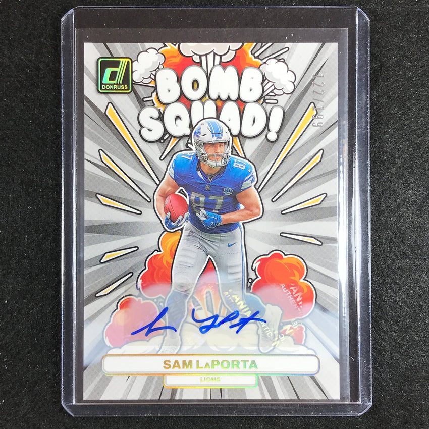 2023 Donruss Football Sam Laporta Bomb Squad Rookie Auto 122/199