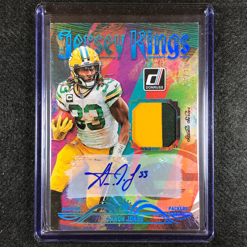 2023 Donruss Football Aaron Jones Jersey Kings Studio Series Patch Auto 8/10