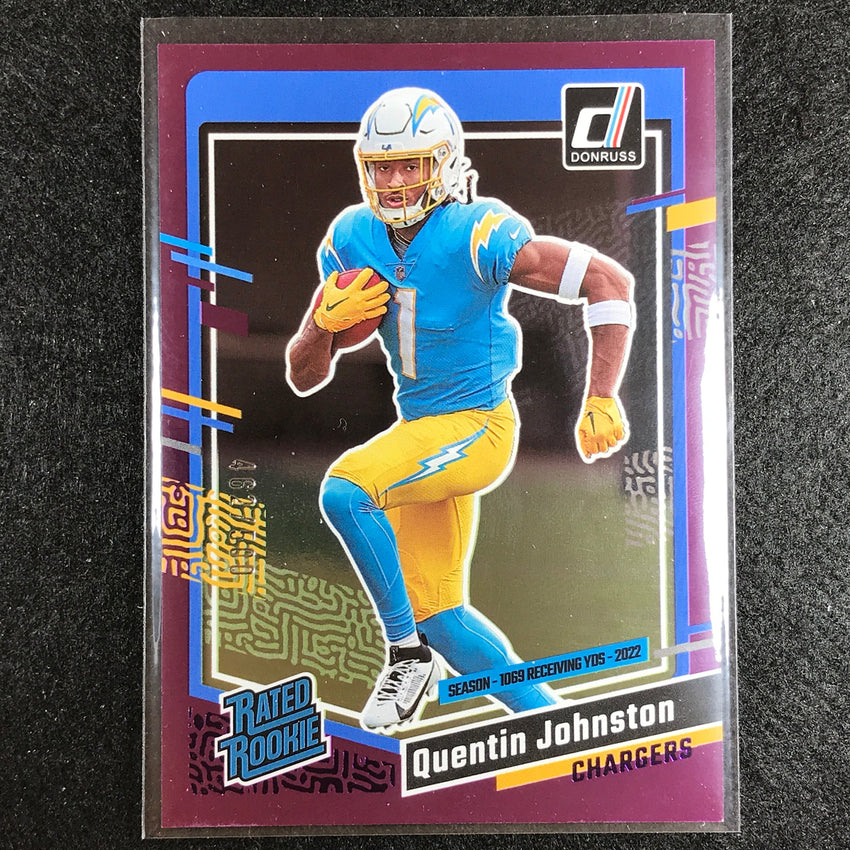 2023 Donruss Football Quentin Johnston Rated Rookie Season Stat Line 462/500