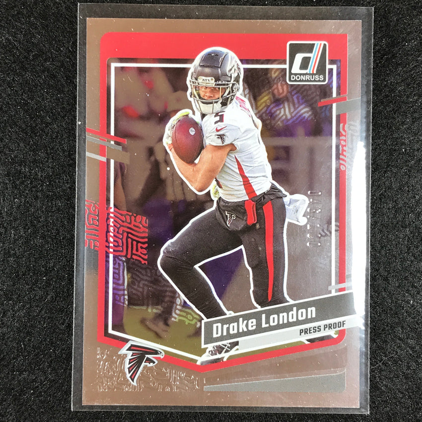 2023 Donruss Football Drake London Base Press Proof Silver 46/100