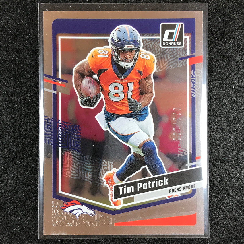 2023 Donruss Football Tim Patrick Base Press Proof Silver 73/100