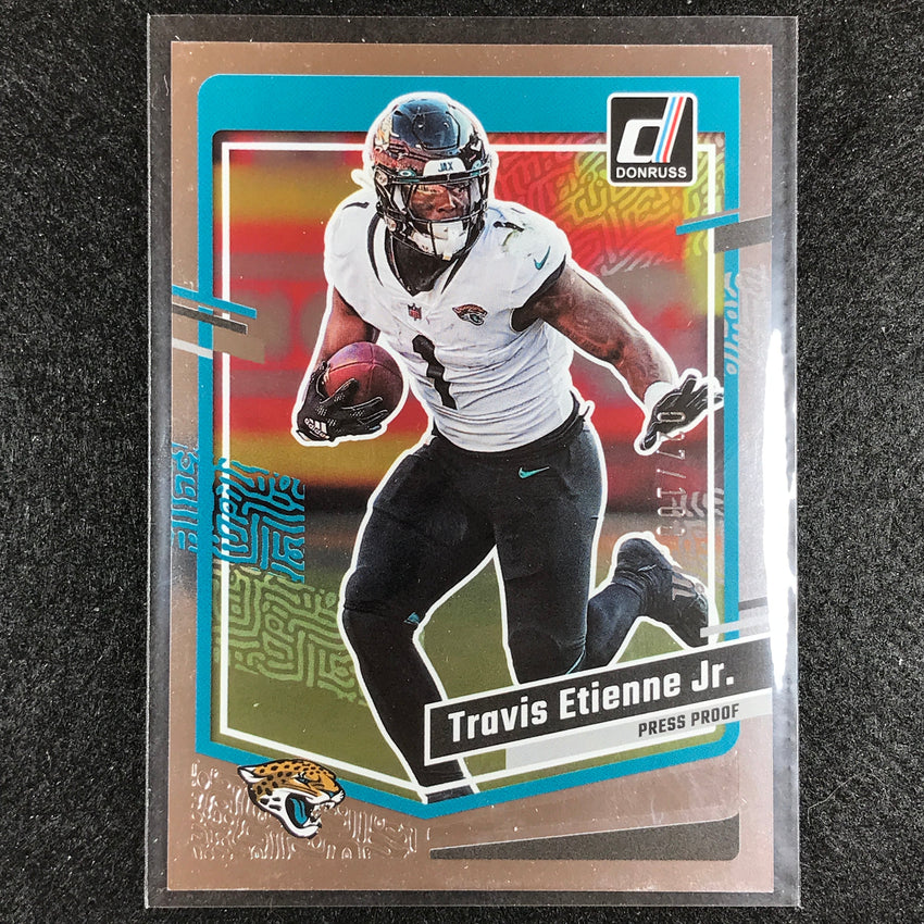 2023 Donruss Football Travis Etienne Jr. Base Press Proof Silver 27/100