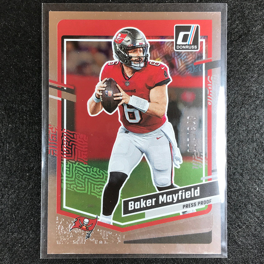 2023 Donruss Football Baker Mayfield Base Press Proof Silver 76/100