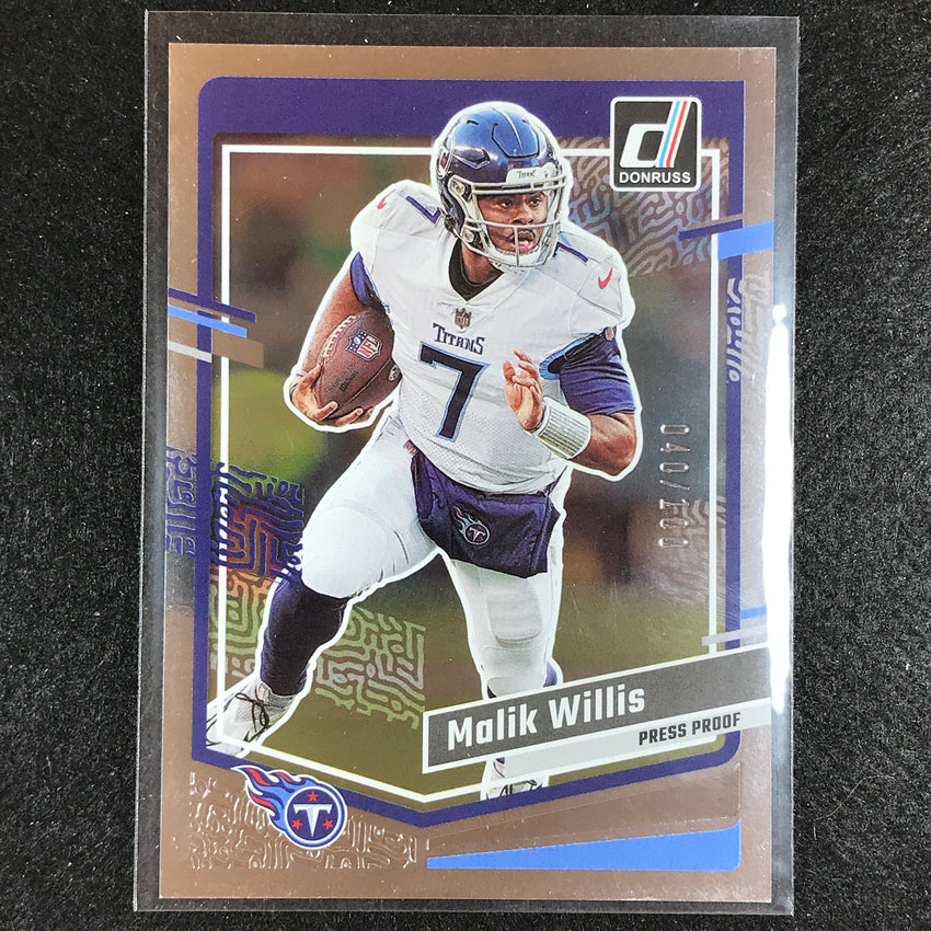 2023 Donruss Football Malik Willis Base Press Proof Silver 40/100