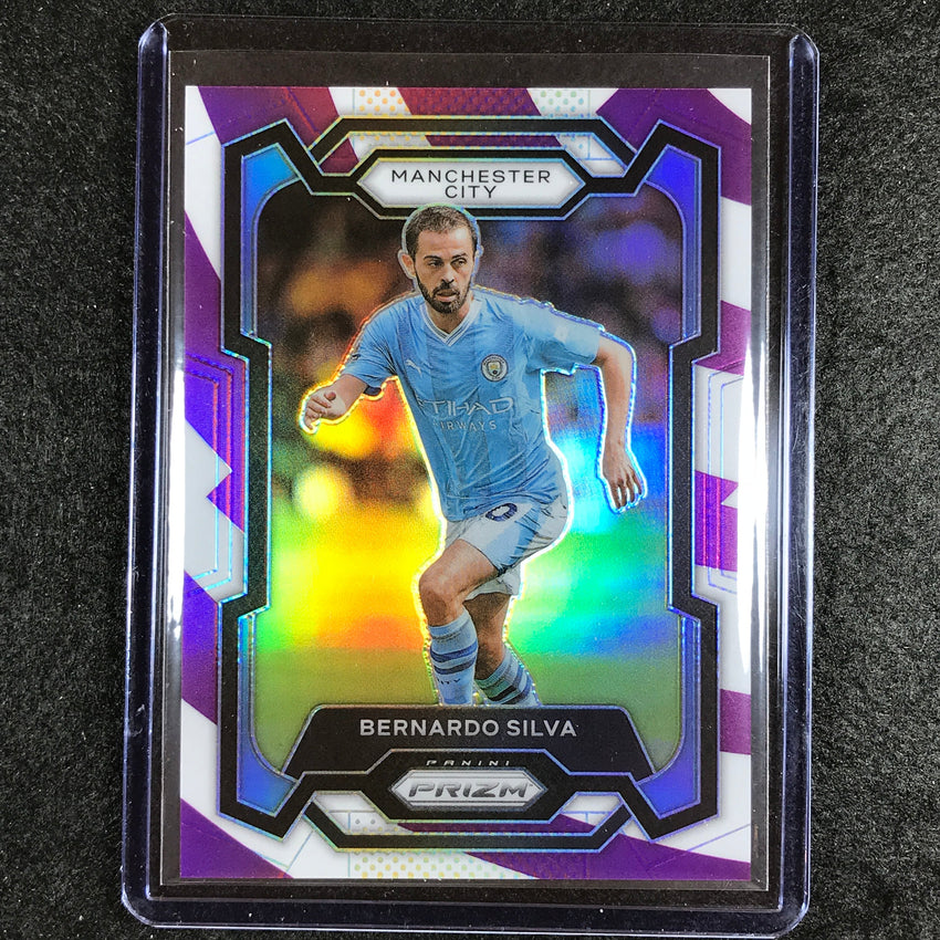 2023-24 Prizm Epl Bernardo Silva Base Purple And White Stripes 7/92 #14
