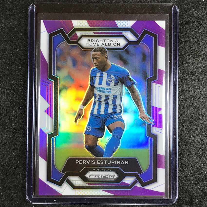 2023-24 Prizm Epl Pervis Estupinan Base Purple And White Stripes 44/92 #96