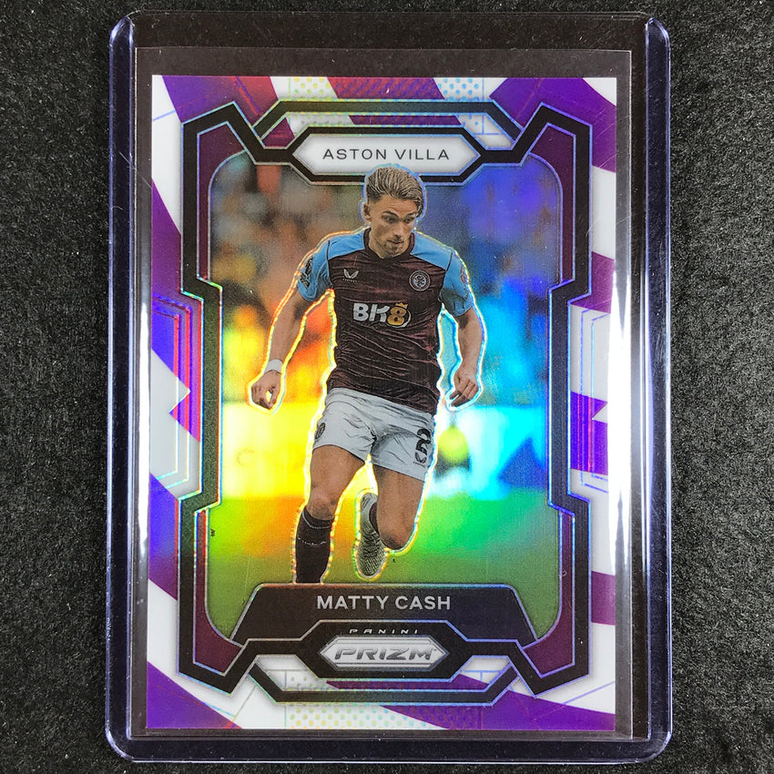 2023-24 Prizm Epl Matty Cash Base Purple And White Stripes 42/92 No 107