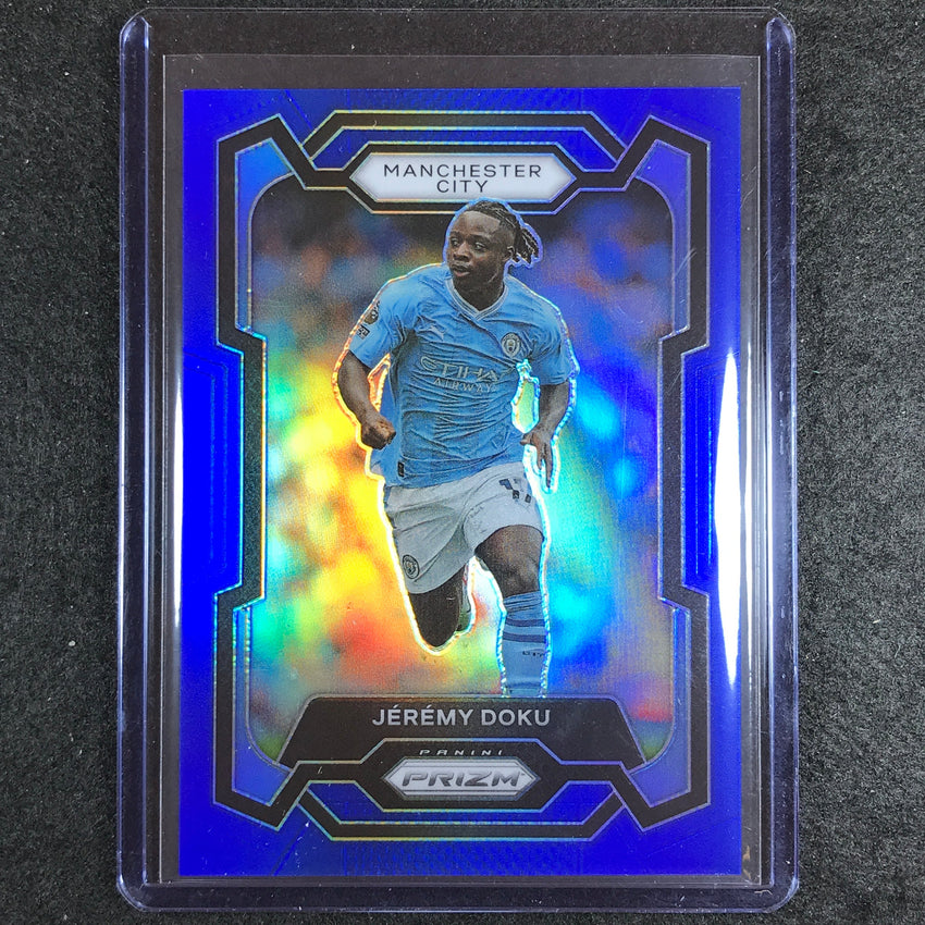 2023-24 Prizm Epl Jeremy Doku Base Blue 55/299 No 11