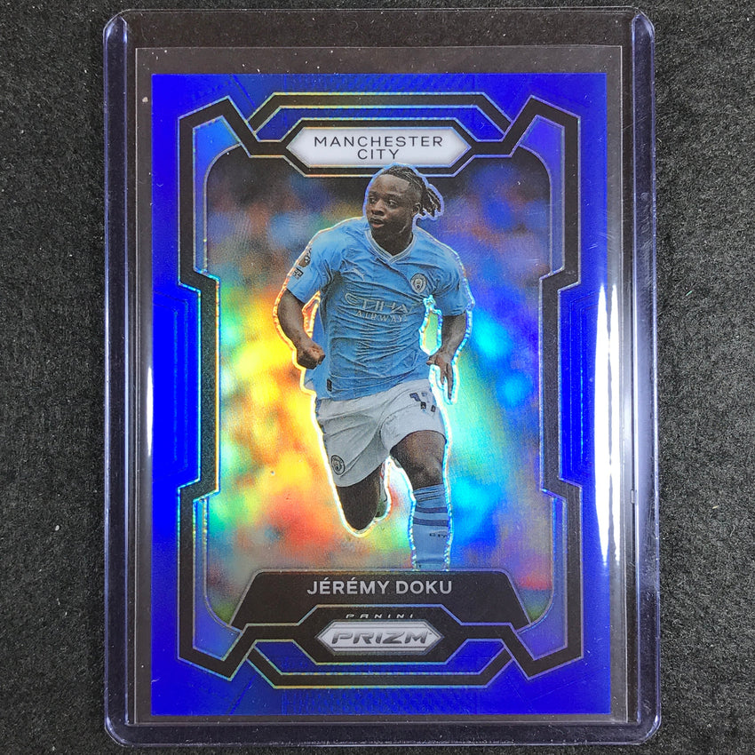 2023-24 Prizm Epl Jeremy Doku Base Blue 212/299 #11
