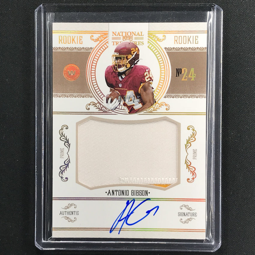 2020 National Treasures Antonio Gibson Crossover Rookie Patch Auto Holo Gold 4/25