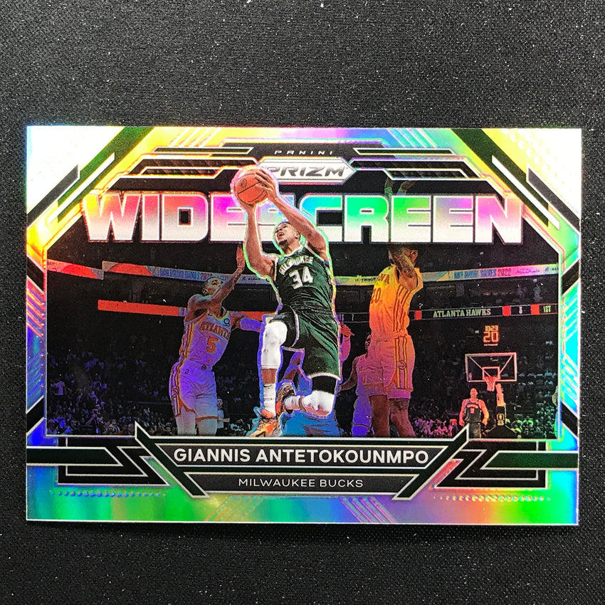 2022-23 Prizm Giannis Antetokounmpo Widescreen Silver Prizm No 7
