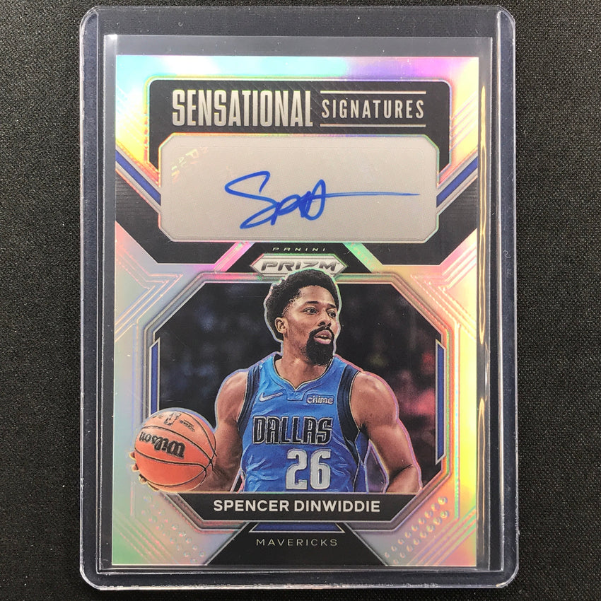 2022-23 Prizm Spencer Dinwiddie Sensational Signatures Auto Silver Prizm Sp No Sd