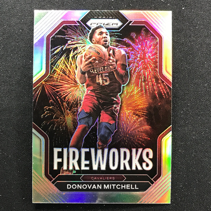 2022-23 Prizm Donovan Mitchell Fireworks Silver Prizm No 23