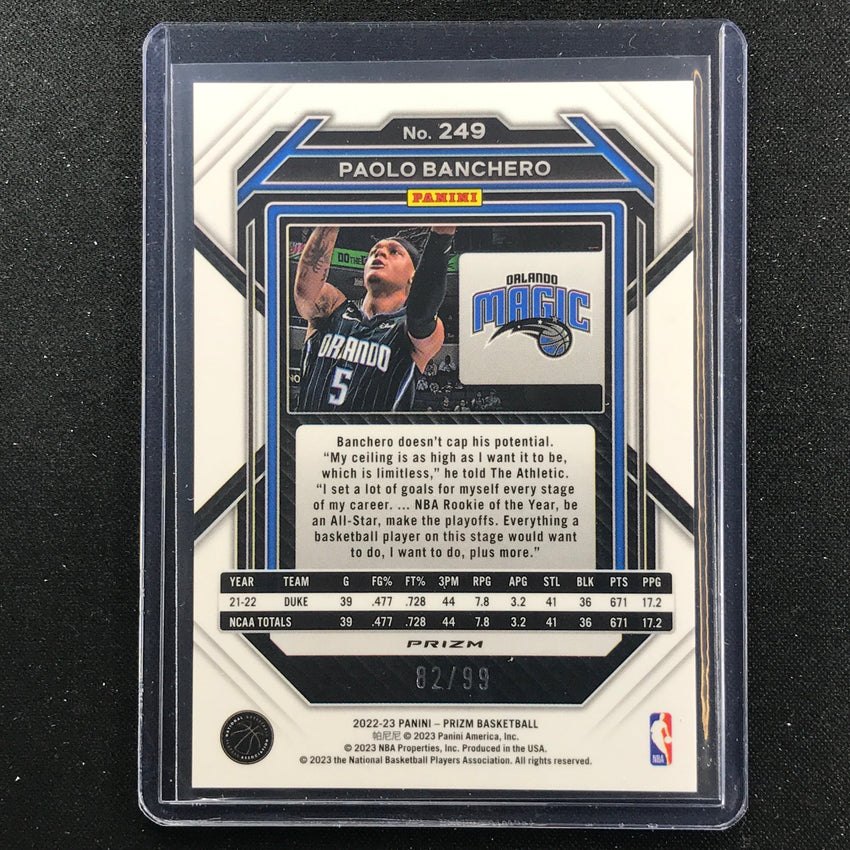 2022-23 Prizm Paolo Banchero Rookie Purple Prizm 82/99
