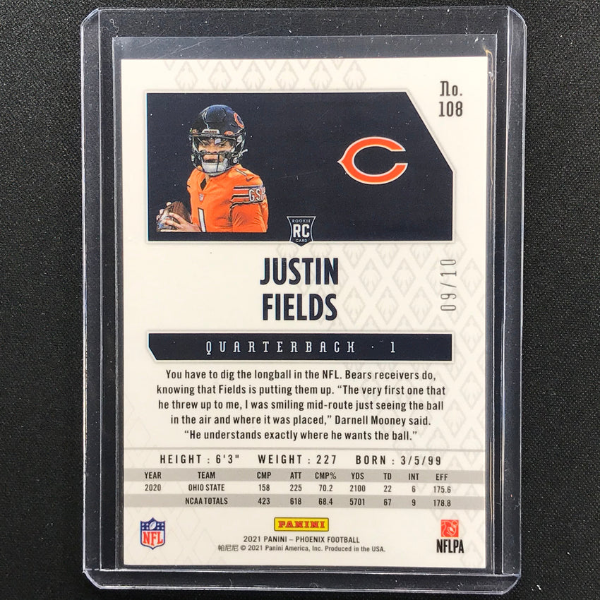 2021 Phoenix Justin Fields Rookie Black 9/10