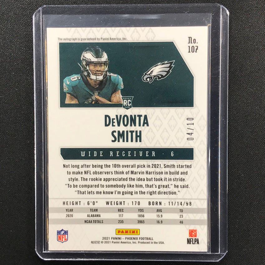 2021 Phoenix Devonta Smith Rookie Autographs Green 4/10