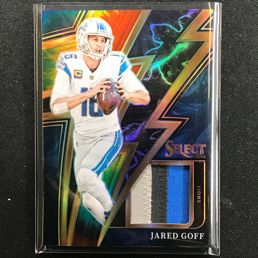 2022 Select Jared Goff Sparks Relic Jersey Patch Tie-dye 6/25