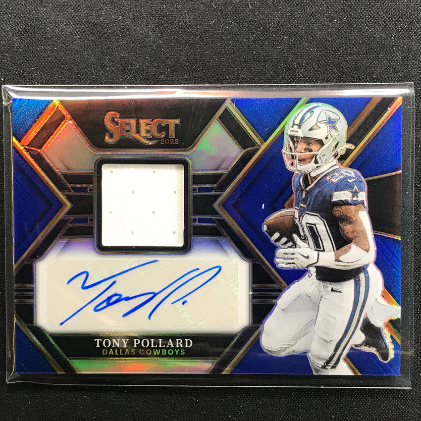 2022 Select Tony Pollard Signatures Memorabilia Jersey Auto Blue 64/75