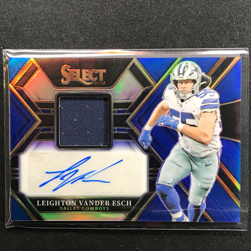 2022 Select Leighton Vander Esch Signatures Memorabilia Jersey Auto Blue 69/75