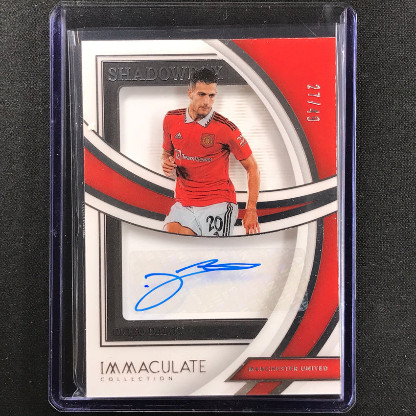 2022-23 Immaculate Diogo Dalot Shadowbox Signatures Acetate Auto Silver 27/49