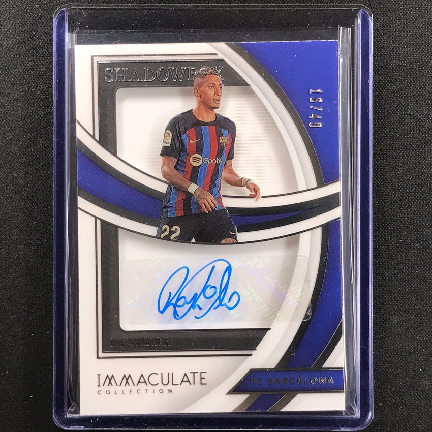 2022-23 Immaculate Raphinha Shadowbox Signatures Acetate Auto Silver 16/49