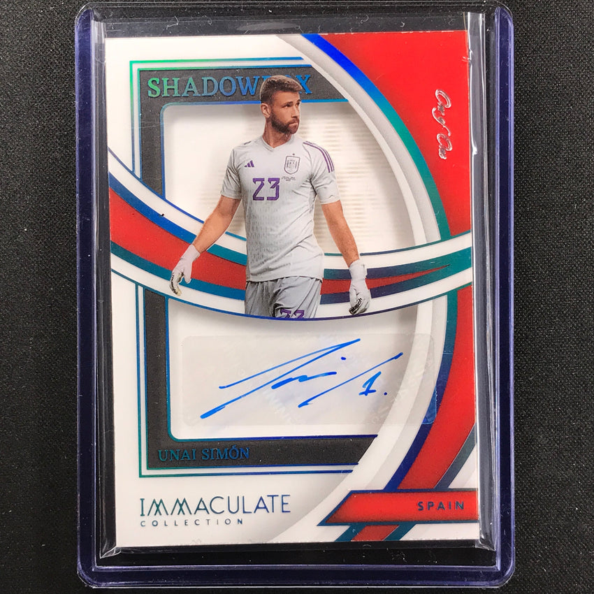 2022-23 Immaculate Unai Simon Shadowbox Signatures Acetate Auto Platinum 1/1
