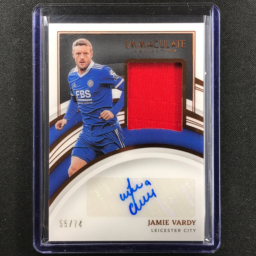 2022-23 Immaculate Jamie Vardy Memorabilia Jersey Relic Auto Bronze 55/74