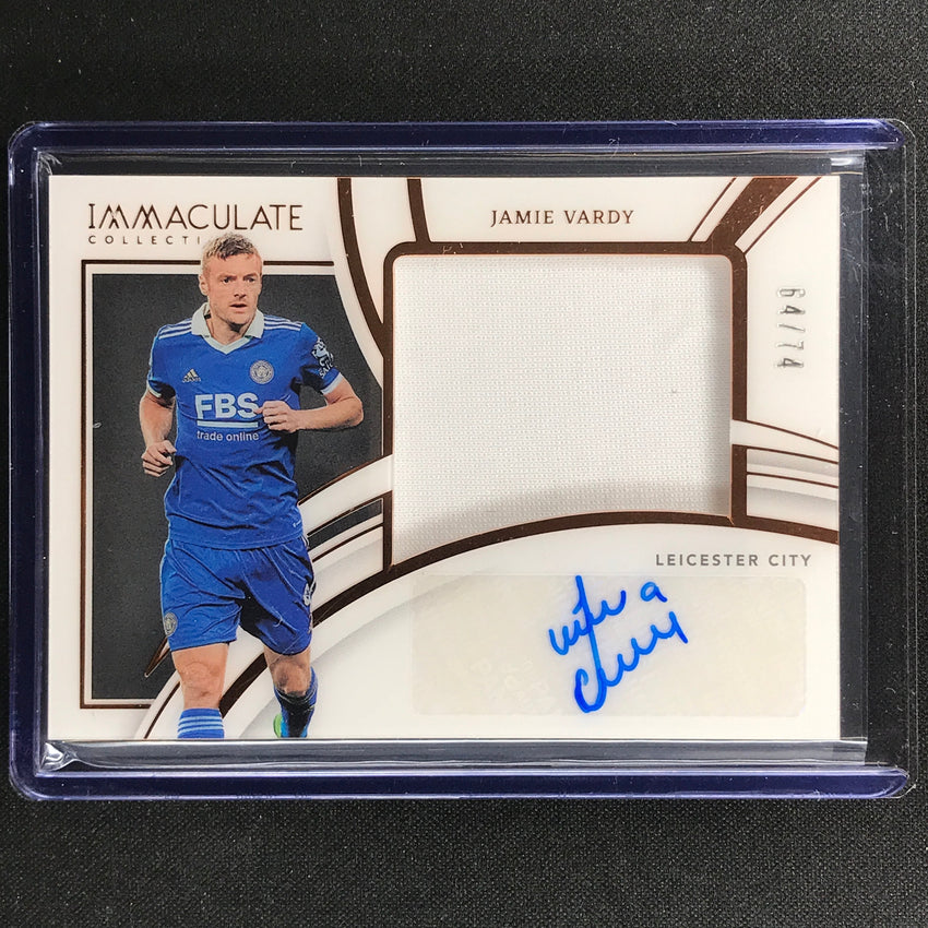 2022-23 Immaculate Jamie Vardy Premium Swatch Jersey Auto Bronze 64/74