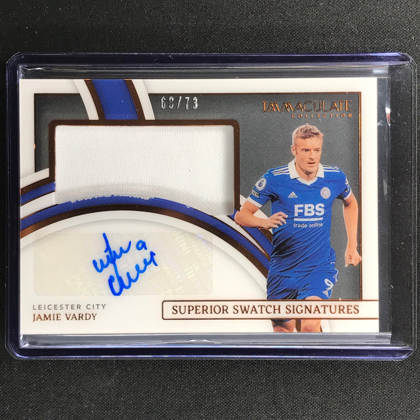2022-23 Immaculate Jamie Vardy Superior Swatch Signatures Relic Auto 68/73
