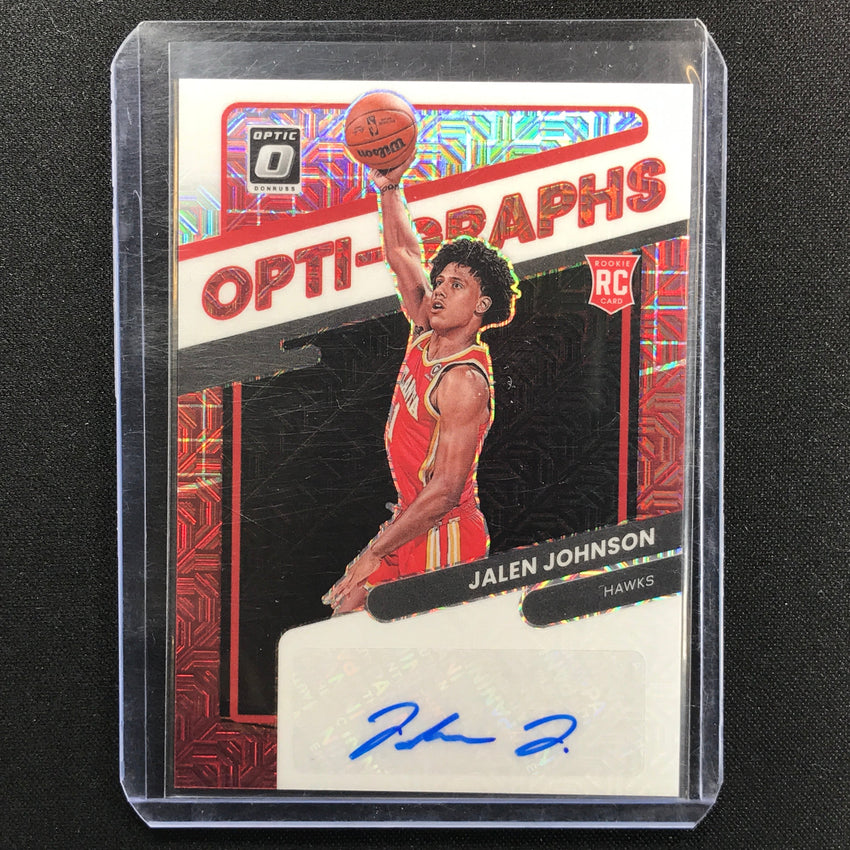2021-22 Donruss Optic Jalen Johnson Rookie Opti-graphs Choice Red Auto No Jjn