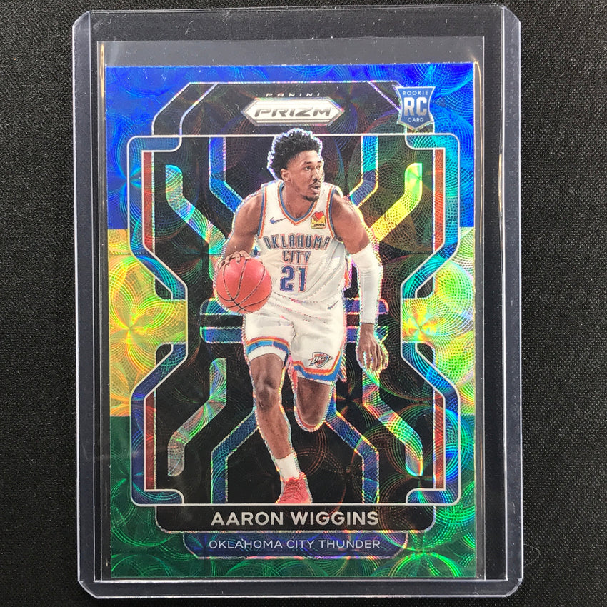 2021-22 Prizm Aaron Wiggins Choice Rookie Blue Yellow Green No 286