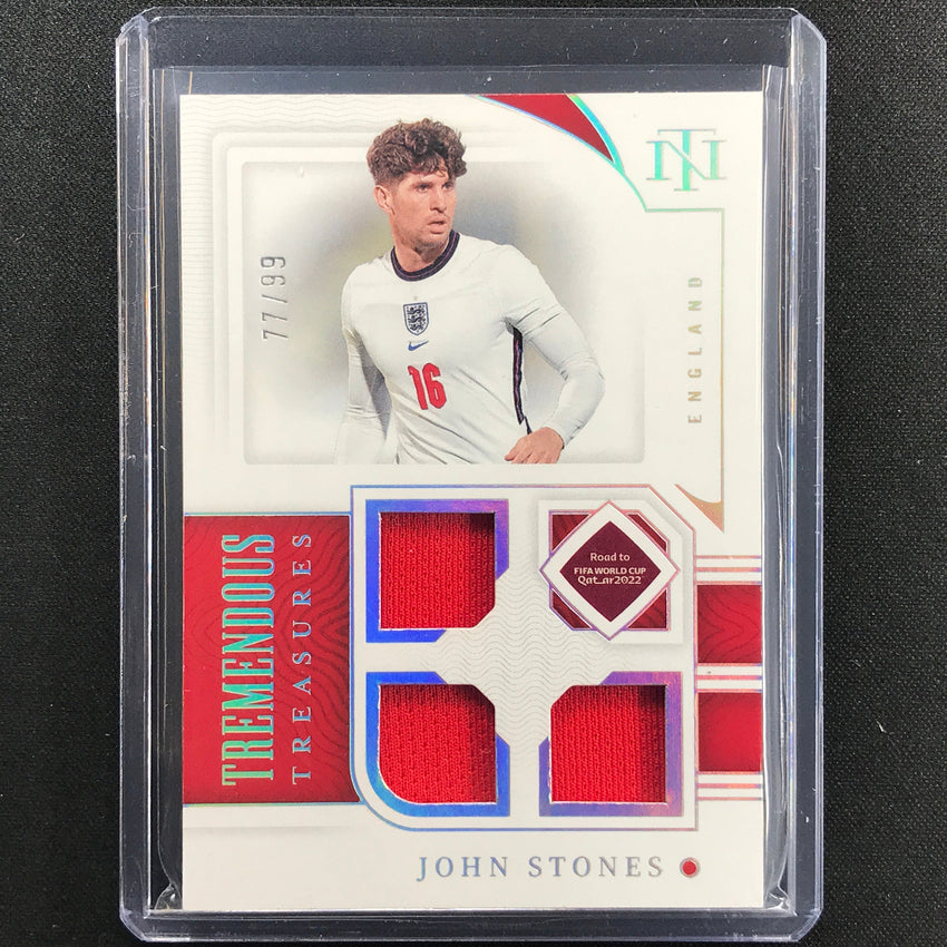 2022 National Treasures World Cup Qatar John Stones Tremendous Relic 77/99