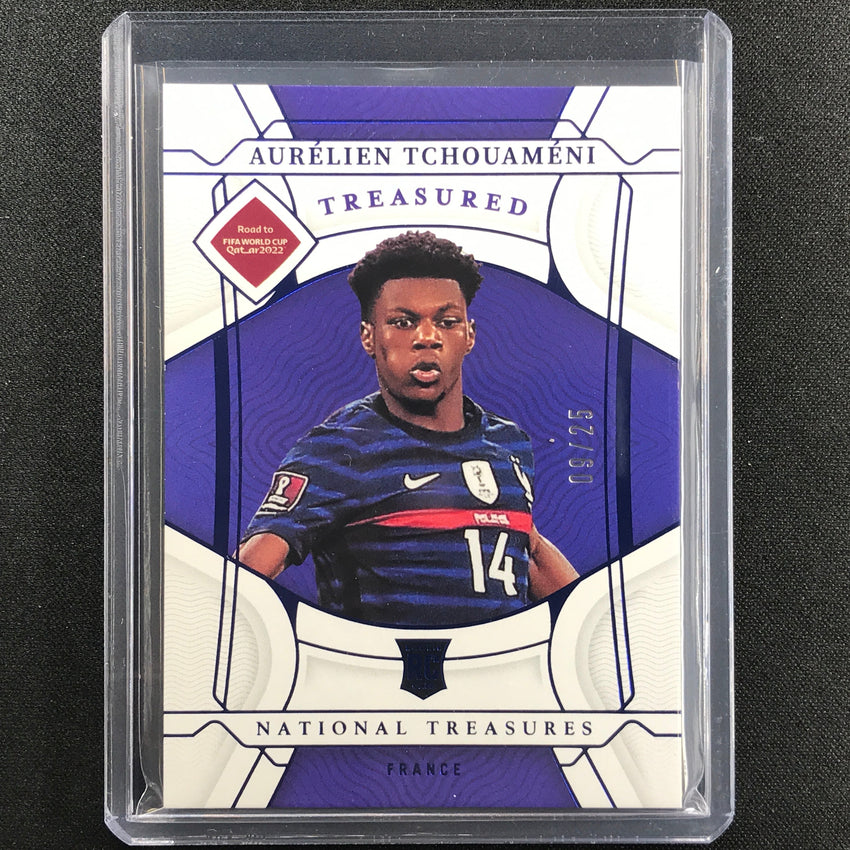 2022 National Treasures World Cup Qatar Aurelien Tchouameni Rookie Sapphire 9/25