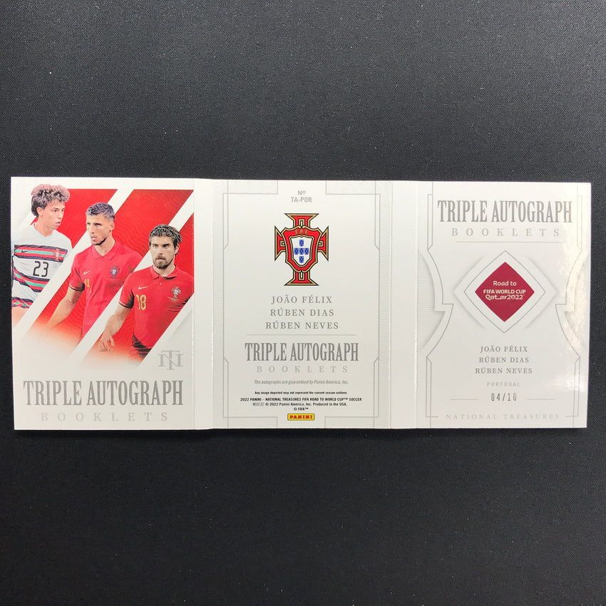 2022 National Treasures World Cup Joao Felix Dias Neves Triple Auto Booklet 4/10
