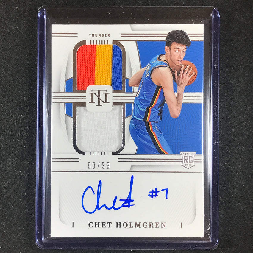 2022-23 National Treasures Chet Holmgren Rookie Dual Jersey Patch Auto 63/99