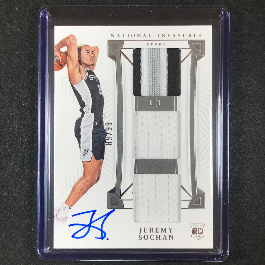 2022-23 National Treasures Jeremy Sochan Rookie Triple Jersey Patch Auto 89/99