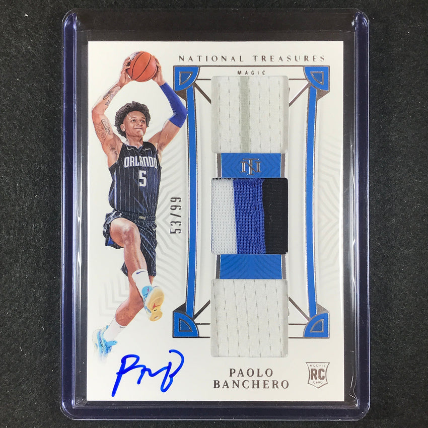 2022-23 National Treasures Paolo Banchero Rookie Triple Jersey Patch Auto 53/99