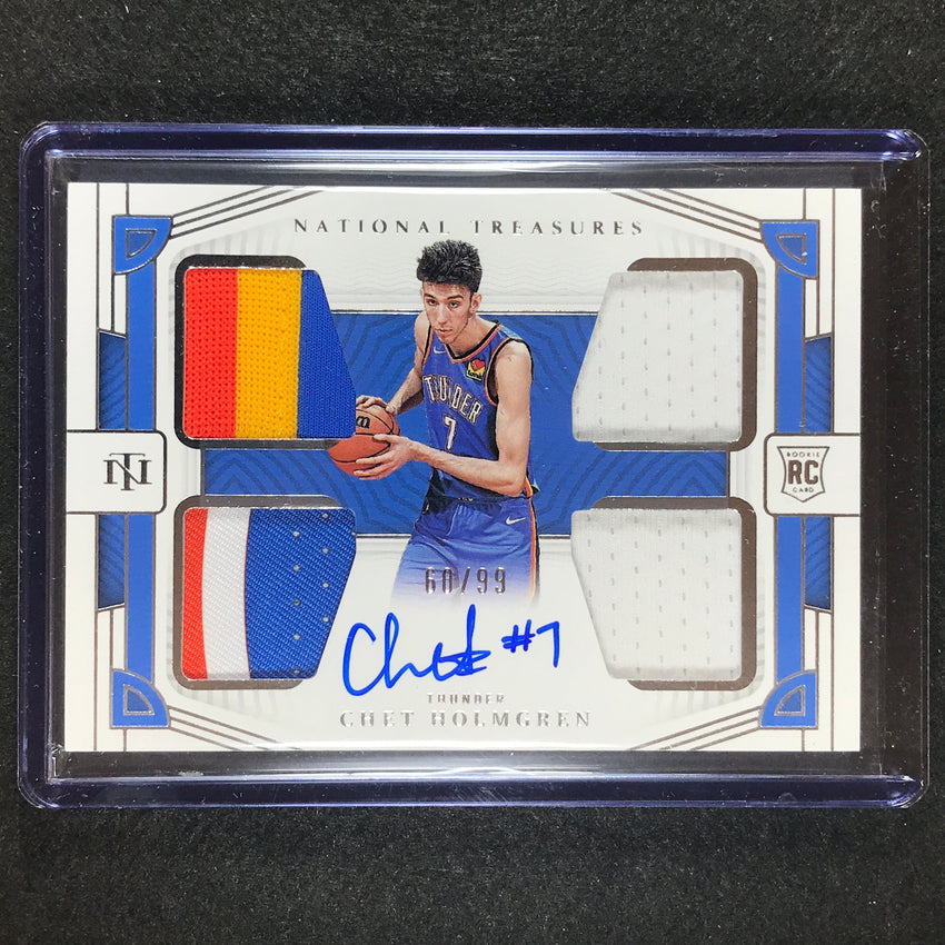 2022-23 National Treasures Chet Holmgren Rookie Quad Jersey Patch Auto 60/99