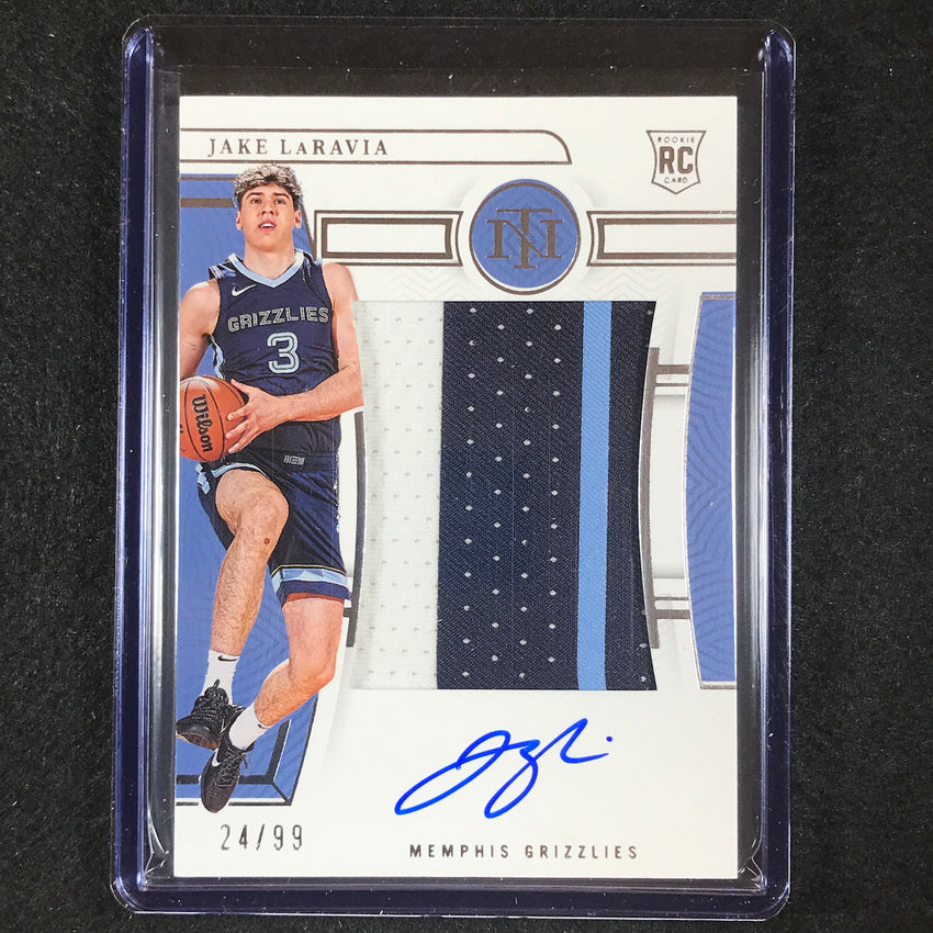 2022-23 National Treasures Jake Laravia Rookie Patch Auto Silver 24/99 No 108