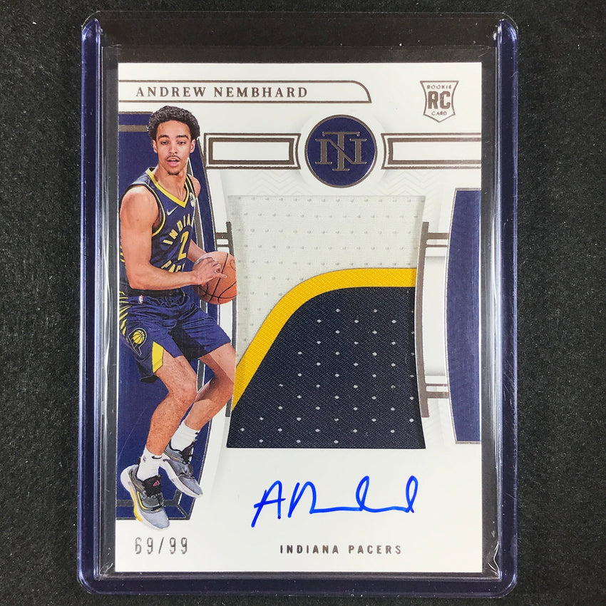 2022-23 National Treasures Andrew Nembhard Rookie Patch Auto Silver 69/99 No 123