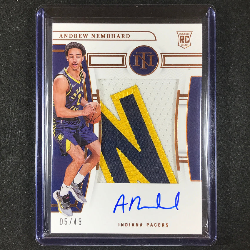 2022-23 National Treasures Andrew Nembhard Rookie Patch Auto Bronze 5/49 No 123