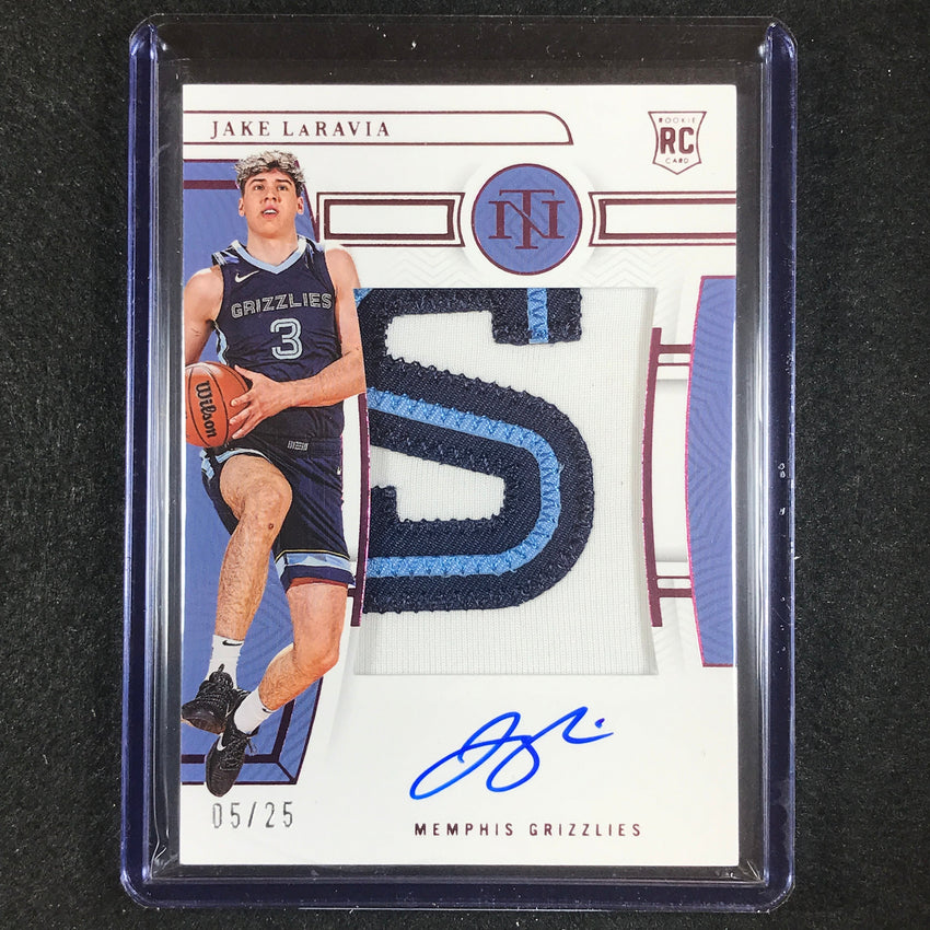 2022-23 National Treasures JAKE LARAVIA Rookie Patch Auto Pink 5/25 #108