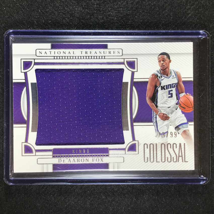 2022-23 National Treasures Deaaron Fox Colossal Materials Jersey Relic 26/99