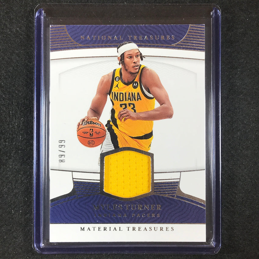 2022-23 National Treasures Myles Turner Material Jersey Relic 89/99