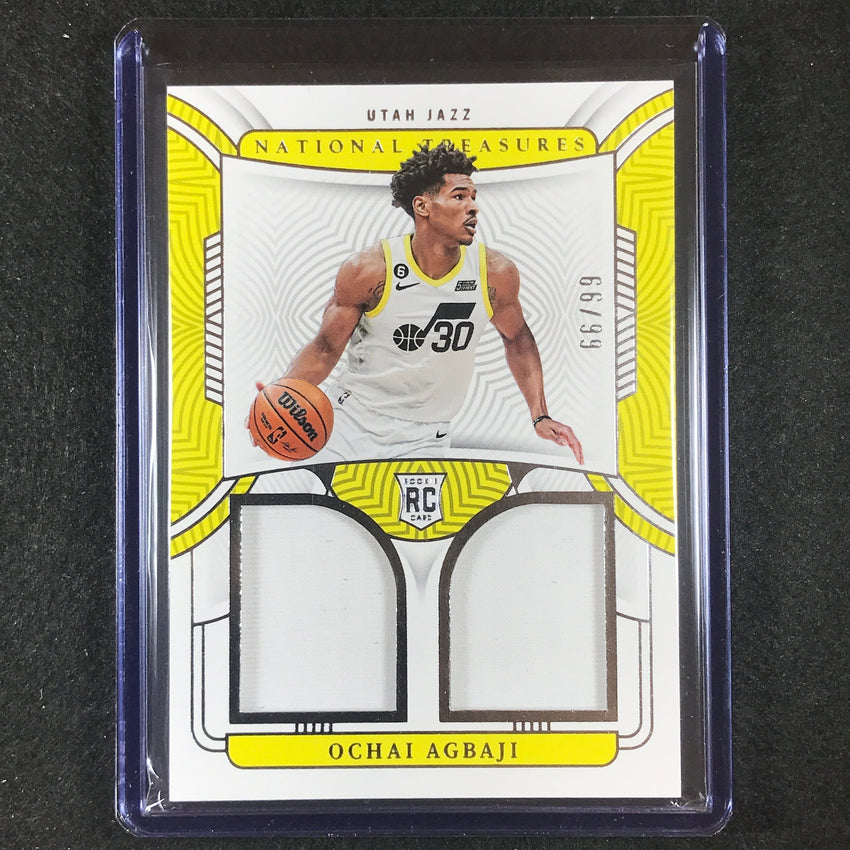 2022-23 National Treasures Ochai Agbaji Rookie Dual Materials Jersey Relic 66/99