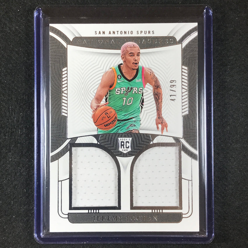 2022-23 National Treasures Jeremy Sochan Rookie Dual Material Jersey Relic 41/99