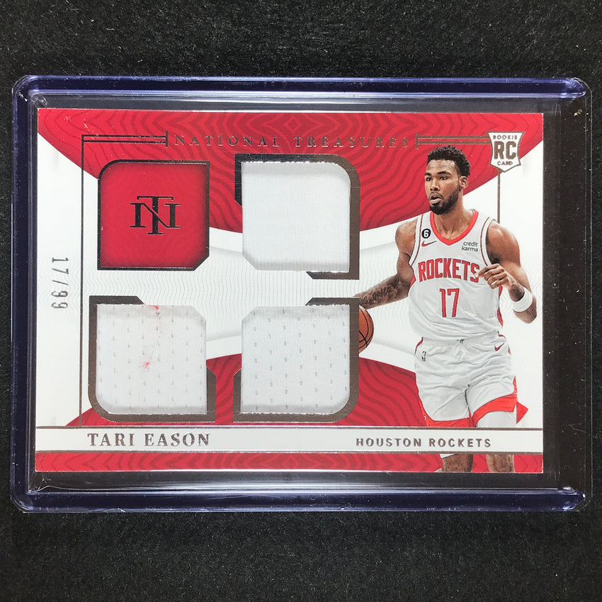 2022-23 National Treasures Tari Eason Rookie Triple Materials Jersey Relic 17/99