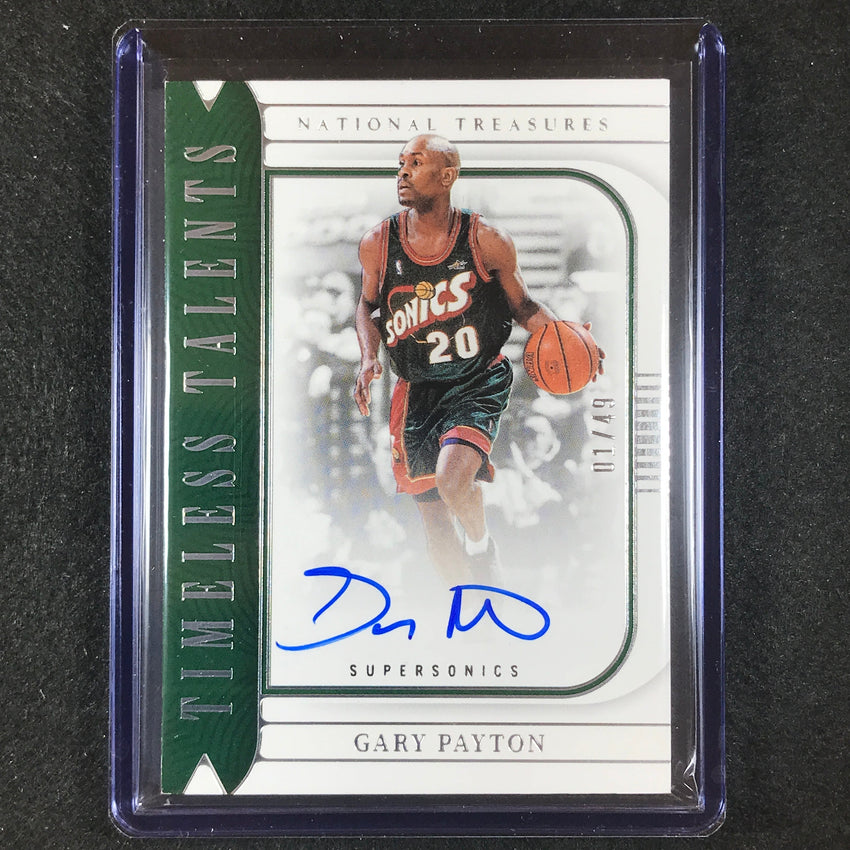 2022-23 National Treasures Gary Payton Timeless Talents Signatures Auto 1/49