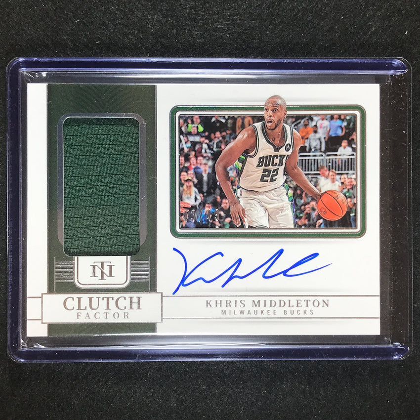 2022-23 National Treasures Khris Middleton Clutch Factor Jersey Relic Auto 43/49