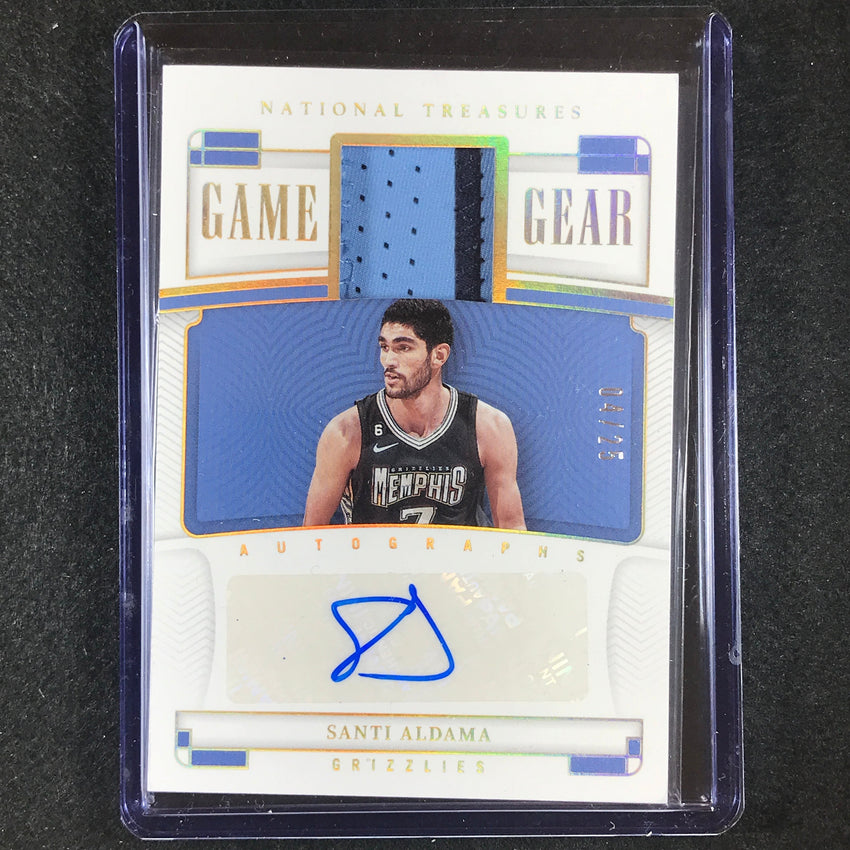2022-23 National Treasures Santi Aldama Game Gear Jersey Relic Patch Auto 4/25